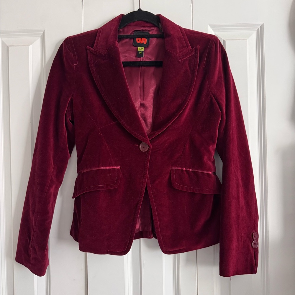 Dollhouse Rich Burgundy Velvet Blazer
